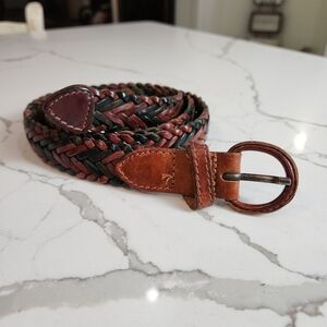 Vintage Braided Black and Brown Men's Leather Belt Size, 36